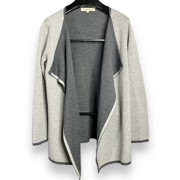 Lineamaglia Two-Tone Gray Draped Cardigan Wool Blend, Women’s Large - Picture 3 of 7